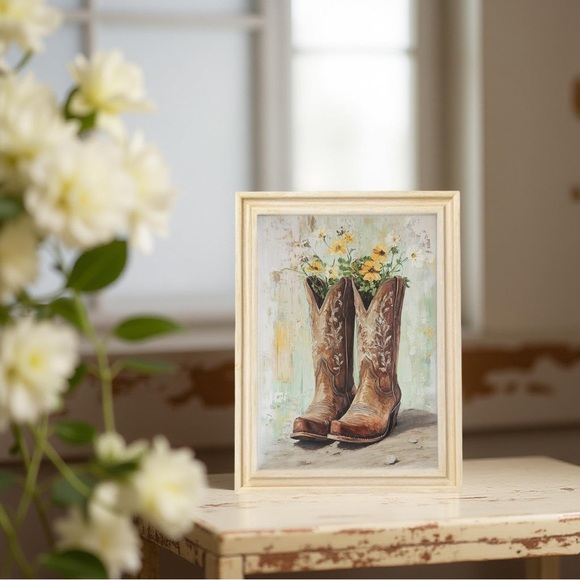 Floral Western Boots Framed Art - Picture 3 of 5